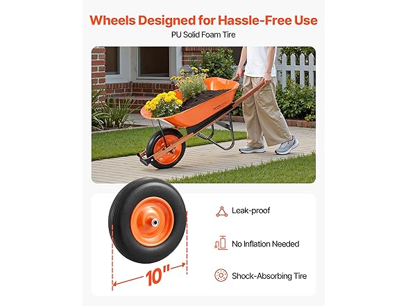 VEVOR Wheelbarrow Cart, 5 Cu. Ft.