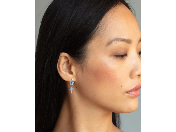 Unisex Cross Hoop & Stud Earring Set