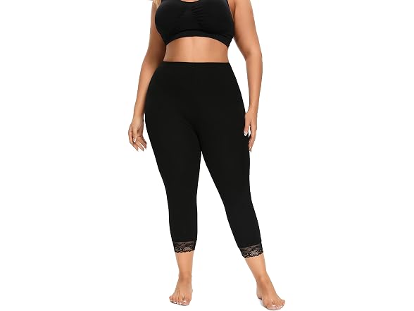 Eliss Women (XL) Modal Capri Lace Trim Leggings