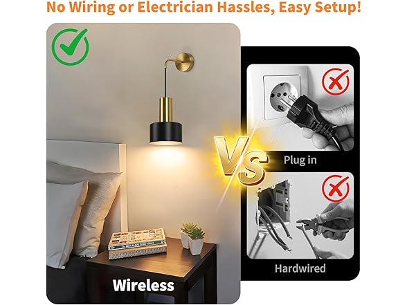 VerRon Set of 2 Battery Operated Wall Sconces, Black