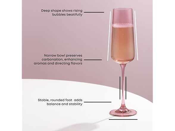 JoyJolt Sidney Stemmed Champagne Flutes, Set of 4