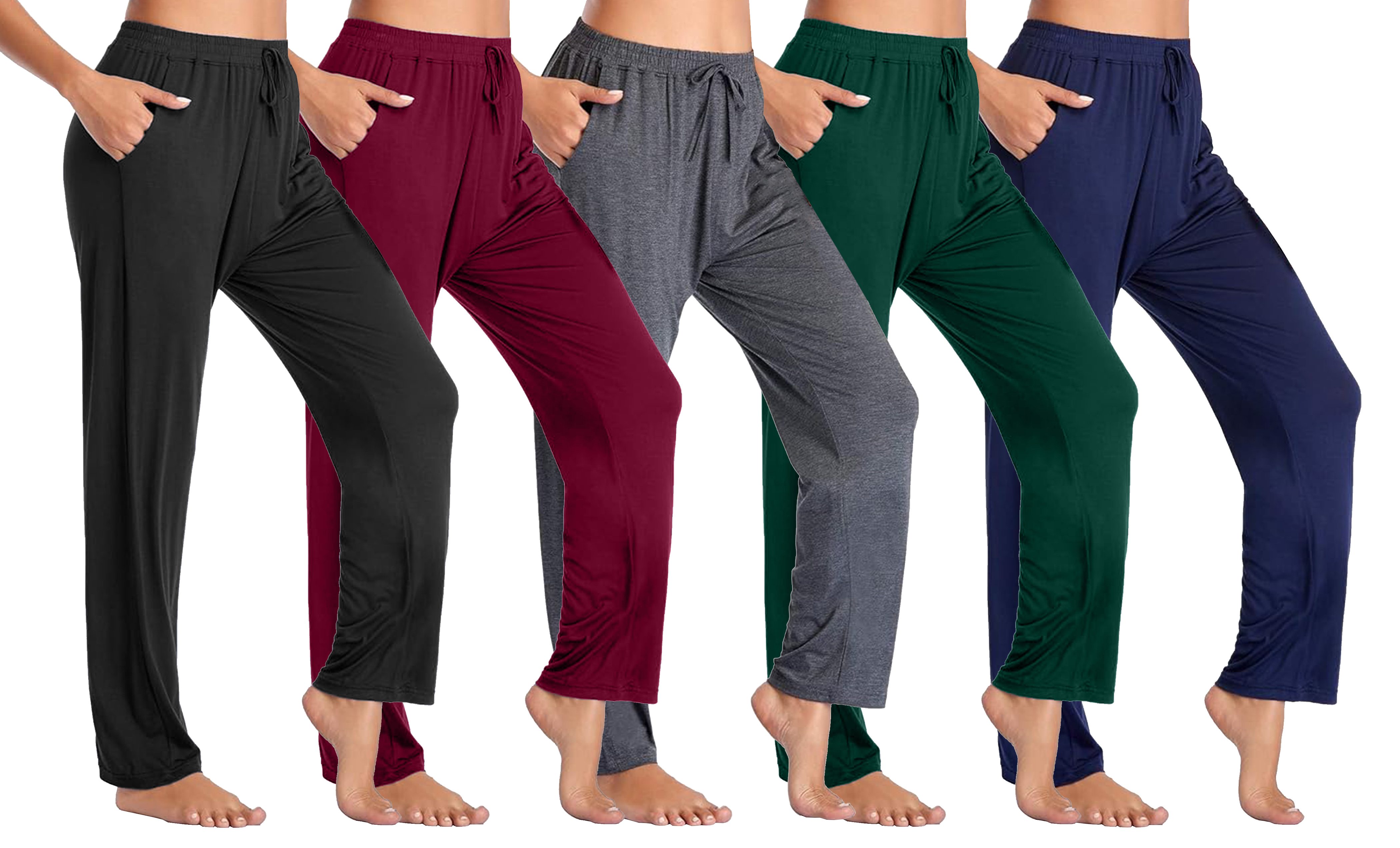 5Pk Womens Loose Fit Lounge Pants - Gallery 5