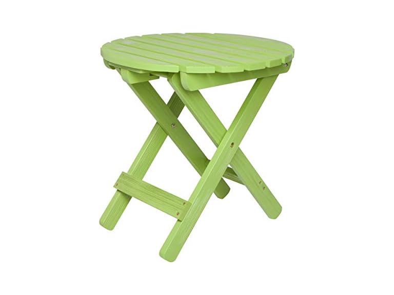 Shine Company 4118LG Round Wooden Folding Side Table Lime