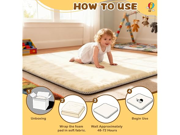 Yozoia Beige Baby Play Mat 50" x 50"