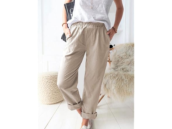 Wrolem Women (XL) Straight Pants Elastic Pants