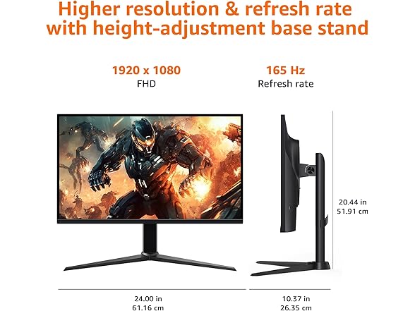 Amazon Basics 27 inch Gaming Monitor, FHD 1080P, 165Hz, VESA Compatible, Adaptive sync, 1ms Response, Black (Open Box)