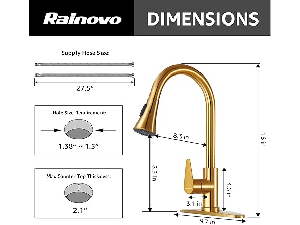 Rainovo Kitchen Faucet with Pull Down Sp