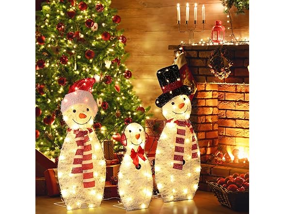 LuxenHöme 30" Lighted Snowman Family