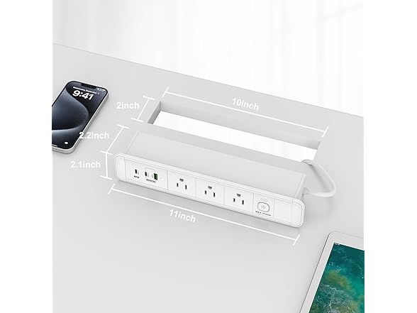 Double Side Power Strip w/ USB C Ports
