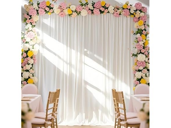 QueenDream Ivory Chiffon Wedding Backdrop 10x8ft