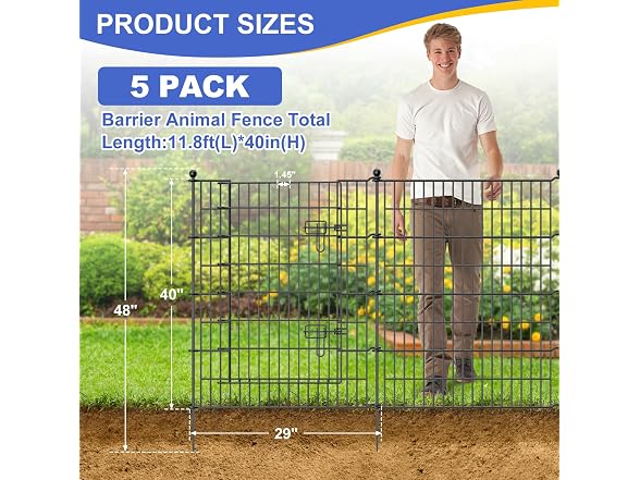 Nessxa 5 Panels No Dig Decorative Garden Fence