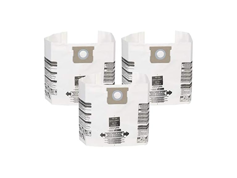 Wet/Dry Vacuum Dirt-Dust Bags, 3 Pack