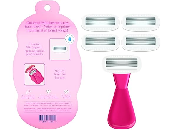 Athena Club Women's Mini Travel Razor Shave Kit