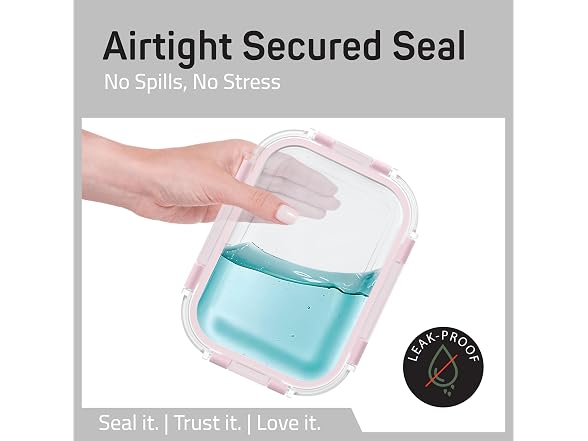 Borosilicate Glass Storage Containers with Lids 16 Pieces Pink