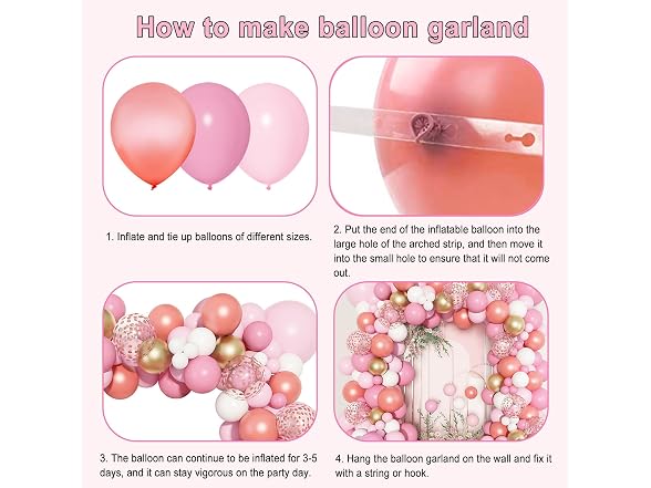 140Pcs Rose Gold Pink Balloons Garland Arch Kit