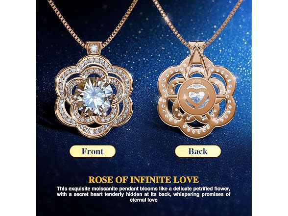 PASADAZ Elegant Moissanite Necklace fo