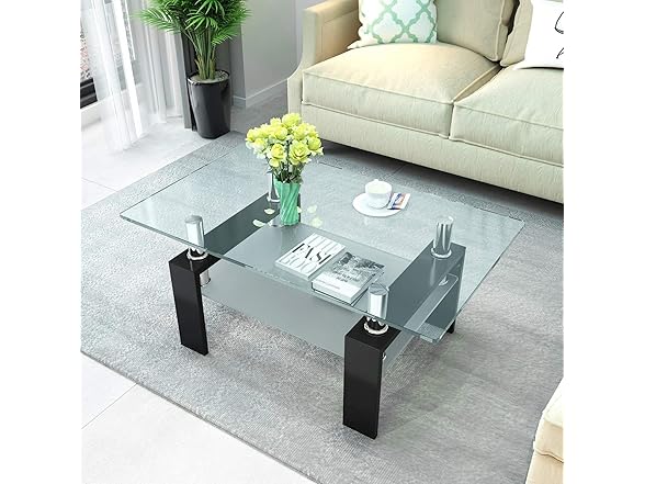 DKLGG Rectangle Glass Coffee Table