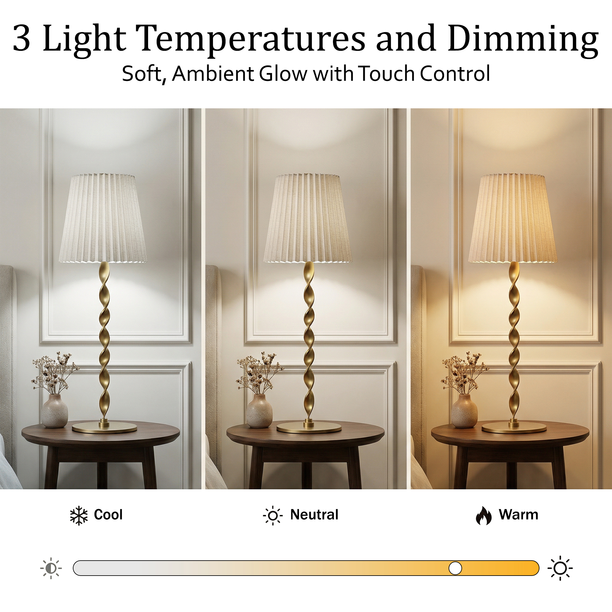 Twisted Stem Pleated Shade Cream Lamp - Gallery 17