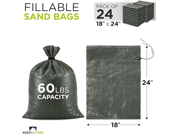 Heavy Duty Sand Bags, Pack of 24