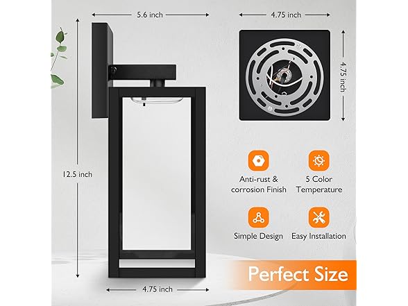 Yochoice 2Pk Outdoor Light Fixture Black Wall Lantern
