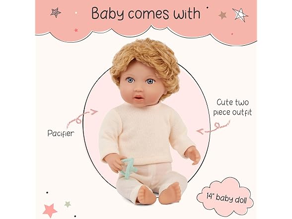 LullaBaby 14" Realistic Blonde Baby Doll
