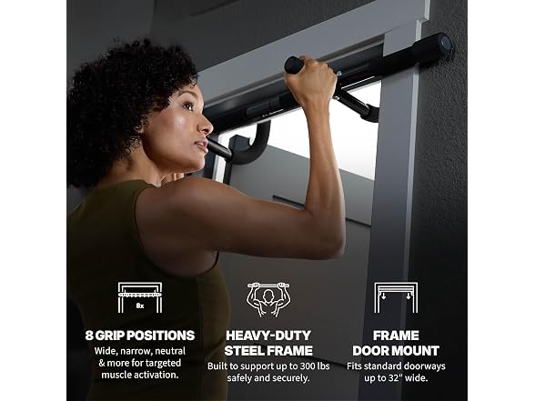 SPRI Pull-Up Bar, 8-Grip Door Frame