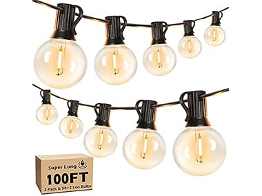 $24.99, Was $99.99, 75% Off! 100FT LED Outdoor String Lights Patio Light, 52 Bulbs dealfomo