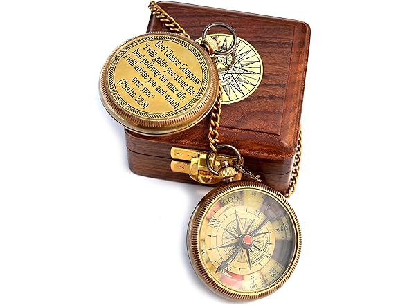 Christian Brass Compass (Psalm 32:8) Box