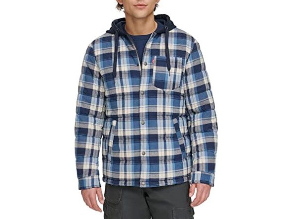 Levi's Mens Plaid Sherpa Lined Hooded Jacket - Gallery 3