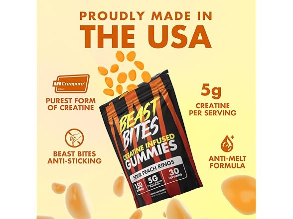 Beast Bites Creatine Gummies, 30srv