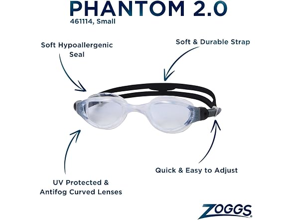 Zoggs Adult Unisex Phantom 2.0 S Anti-Fog UV Small