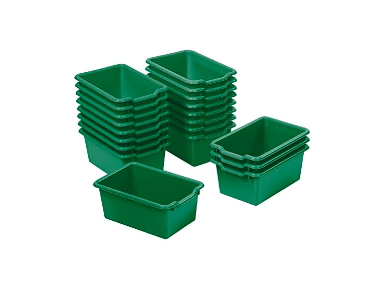 ECR4Kids Scoop Front Storage Bin, Multipurpose Organization, Green, 20-Piece