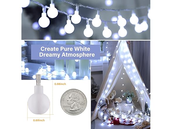 Minetom Globe String Lights, 66 Feet