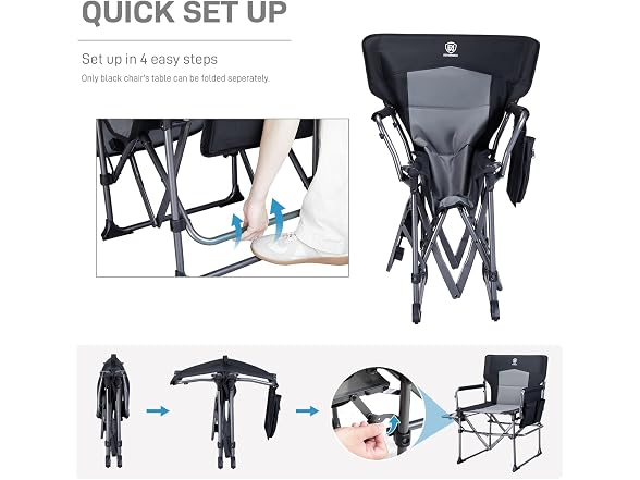 EVER ADVANCED Black Camping Chair 2 Pack