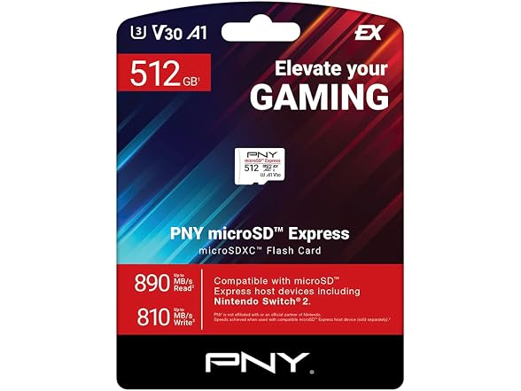 PNY 512GB microSD Express U3 V30 A1 Card