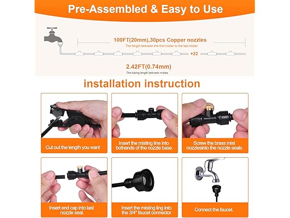 Zsjuqi Misters System, 100FT DIY Outdoor