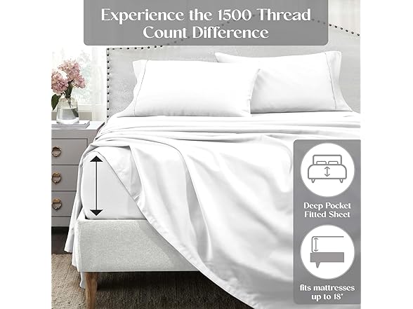 Superior 1500 Thread Count Cotton Blend Deep Pocket Sheet Set
