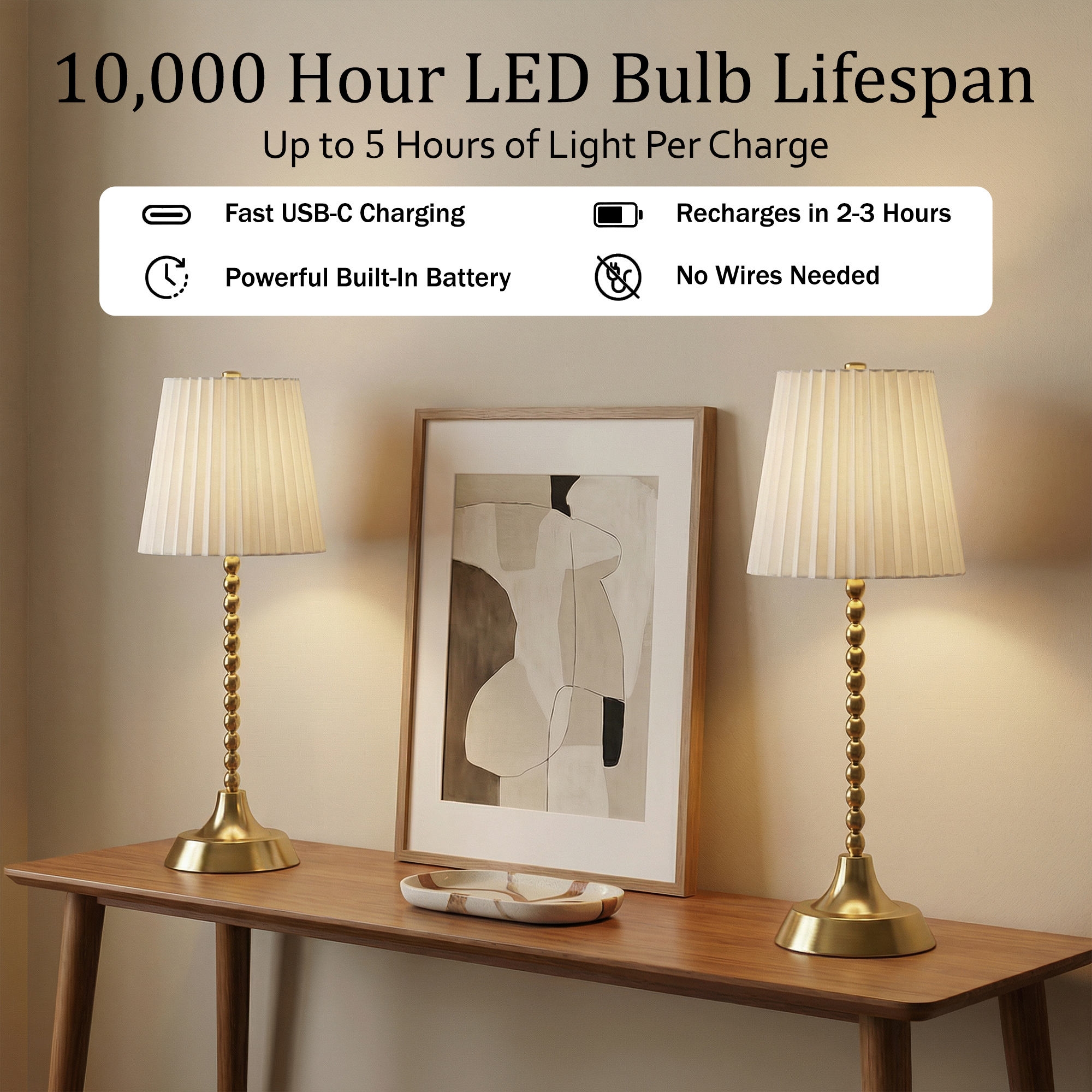 Beaded Stem Pleated Shade Lamp - Gallery 24
