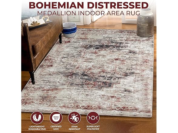 Superior Medallion Washable Rug Canary Collection