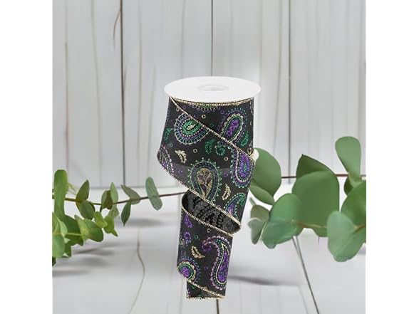 Paisley Wired Edge Ribbon - 10 Yards (2.5