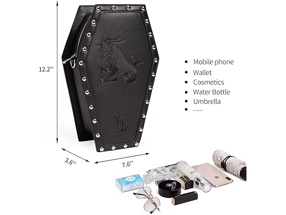 Taurus Embroidered Gothic Coffin Bag