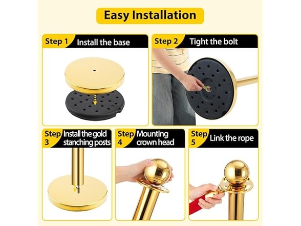 GARVEE Velvet Rope & Posts, Gold