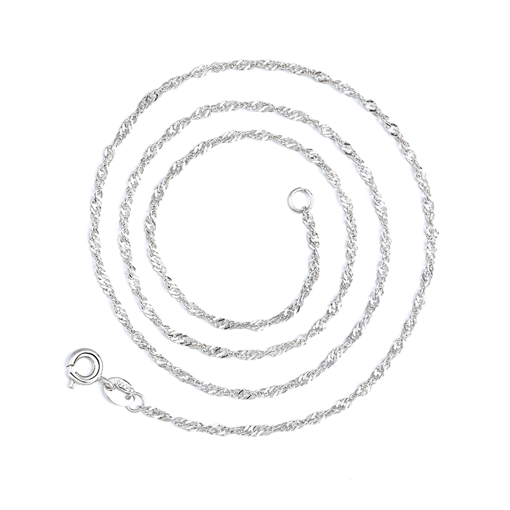 White Gold Plated Wave Chain - Gallery 3