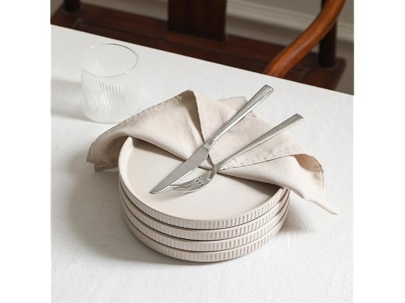 Stone Lain Haven  Stoneware 4 Piece Dinner Plates Sets Beige