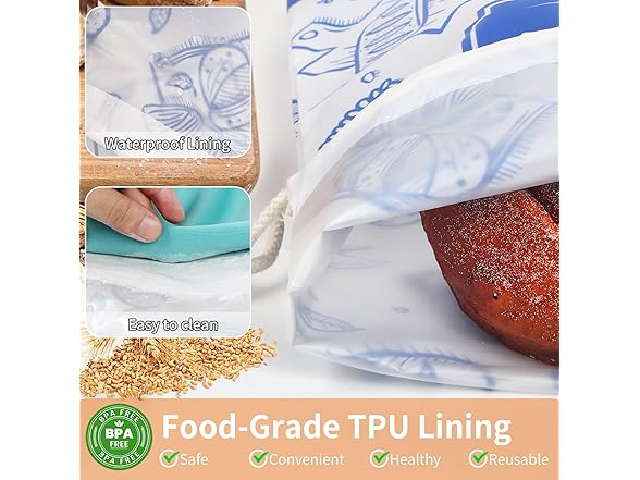 TISEMENT 4-Pack Bread Bags for Homemade Bread