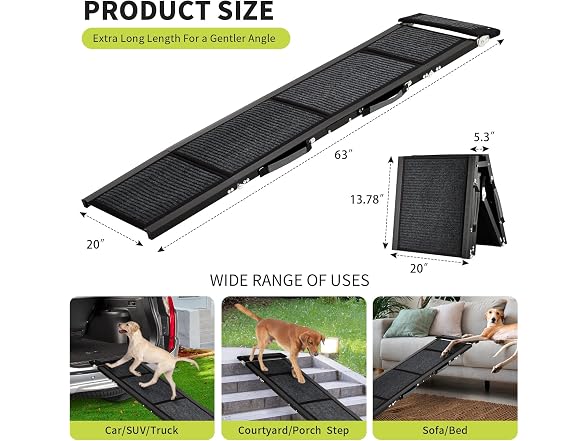 Fectiontool Dog Ramp for Car – 63" x 20"