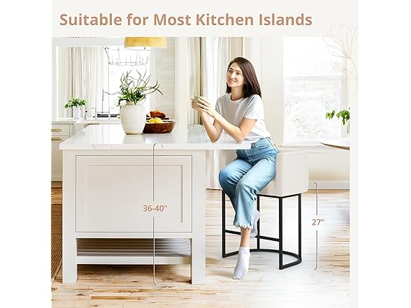 2 Beige Counter Height Bar Stools