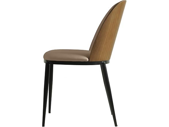 LeisureMod TCWN18BG2 Tule Dining Chair Walnut/Beige