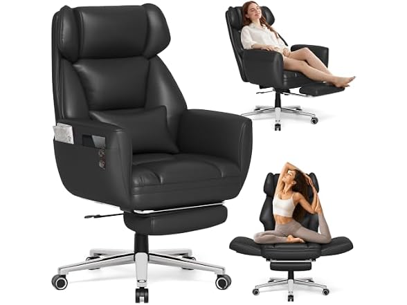 Ergonomic Criss Cross Office Chair with Footrest, Black