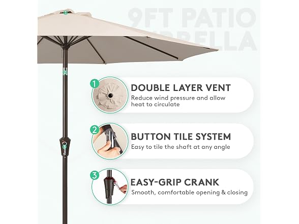 JEAREY 9FT Patio Market Umbrella